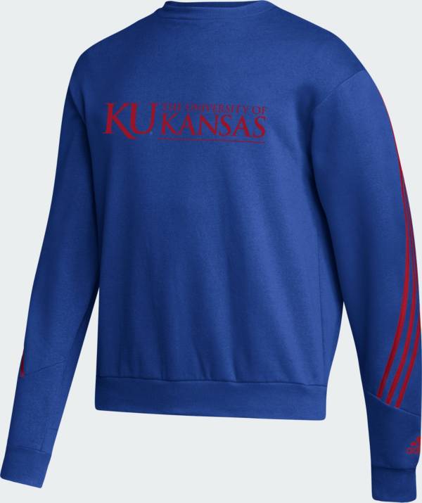 adidas Men's Kansas Jayhawks Blue Crew Sweater product image