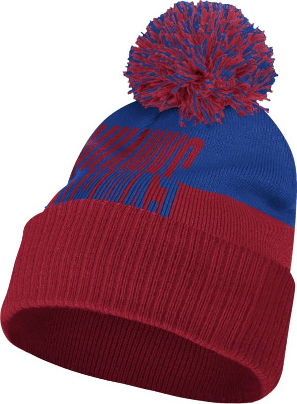 adidas Men's Kansas Jayhawks Crimson Pom Knit Hat product image