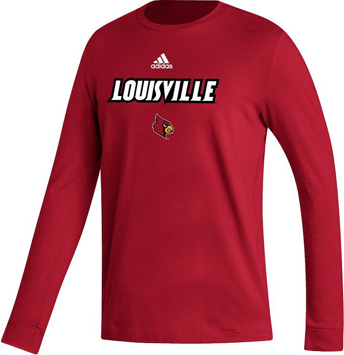 adidas Men's Louisville Cardinals Cardinal Red Fresh Wordmark Long Sleeve T- Shirt