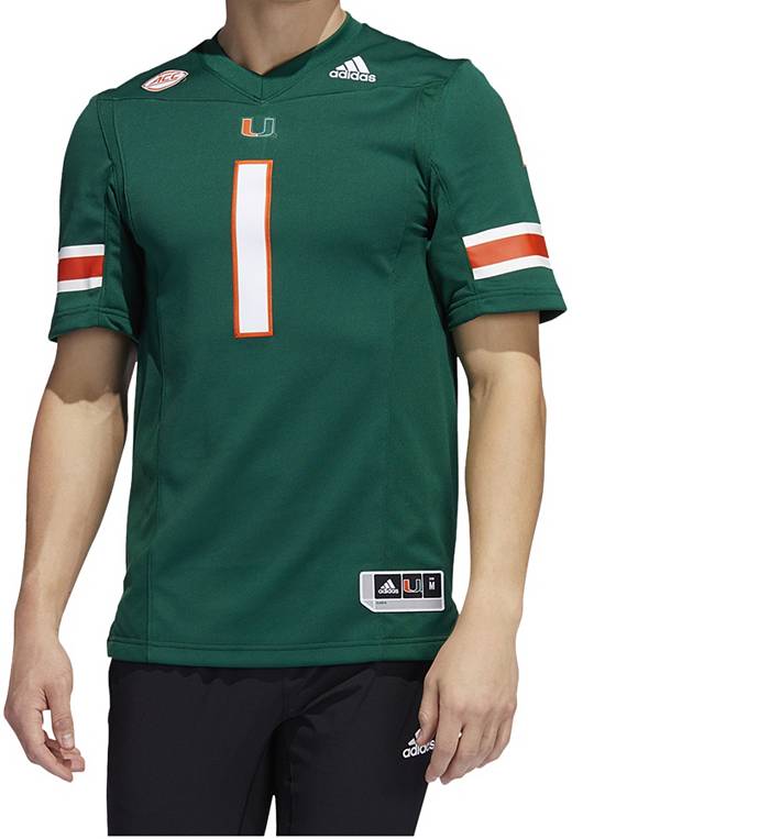 TreVonte' Citizen Men's Adidas Green Miami Hurricanes Pick-A-Player NIL Replica Football Jersey Size: Large