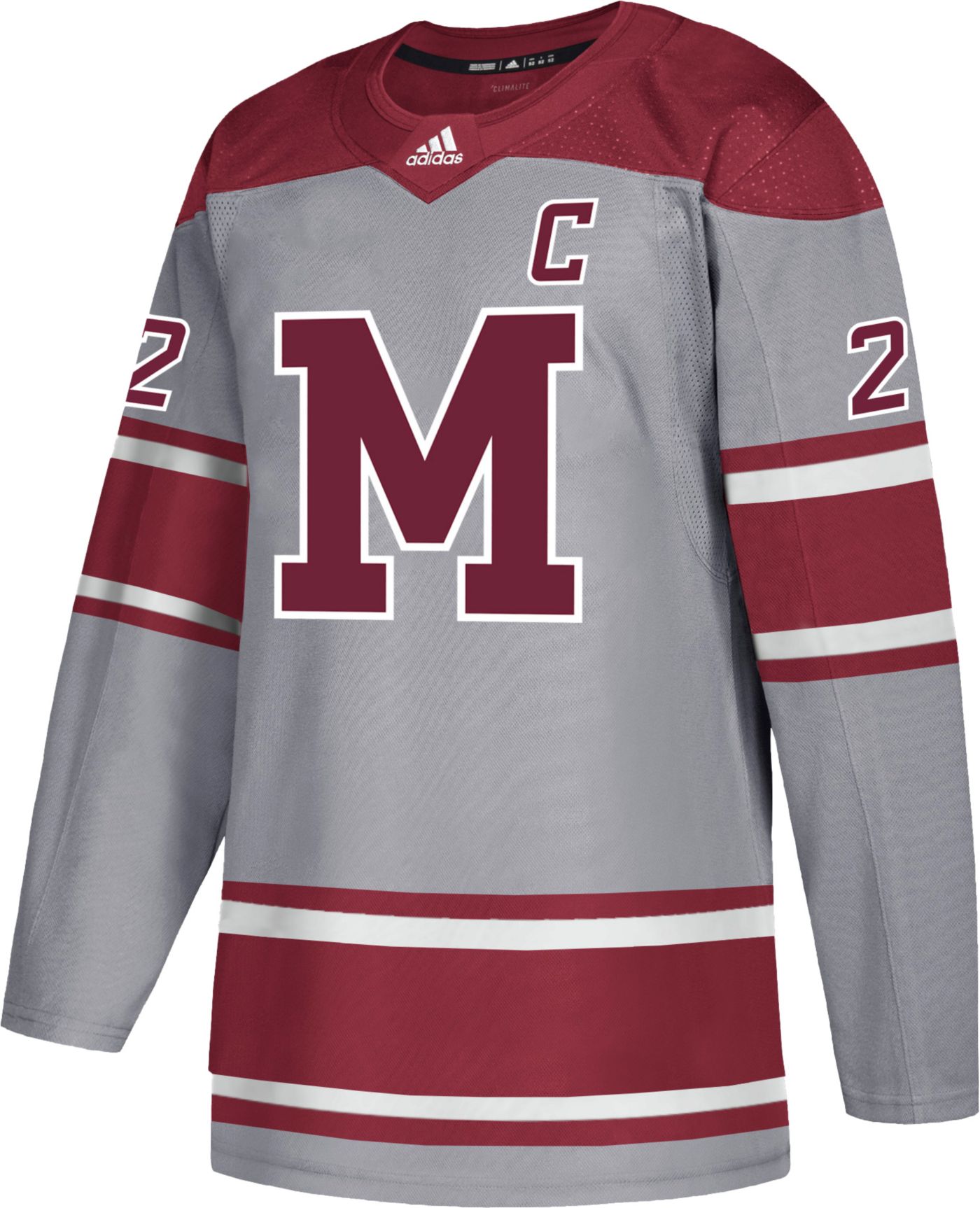 adidas Men s UMass Minutemen 22 Grey Replica Hockey Jersey Dick s Sporting Goods
