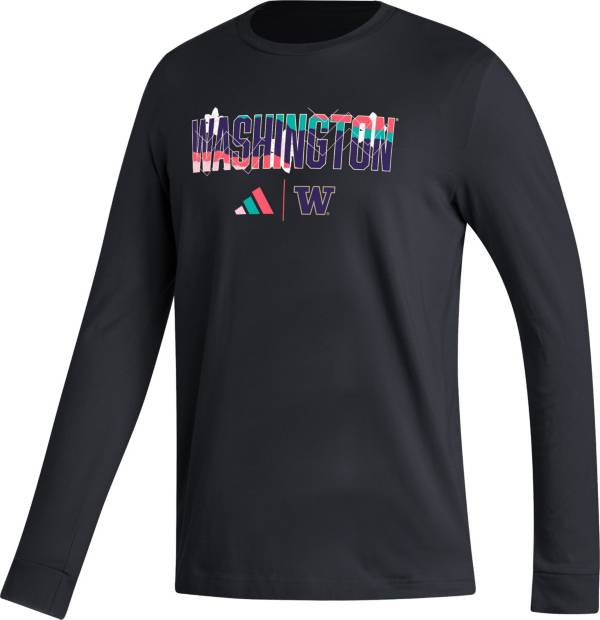 adidas Men's Washington Huskies Black Long Sleeve T-Shirt product image