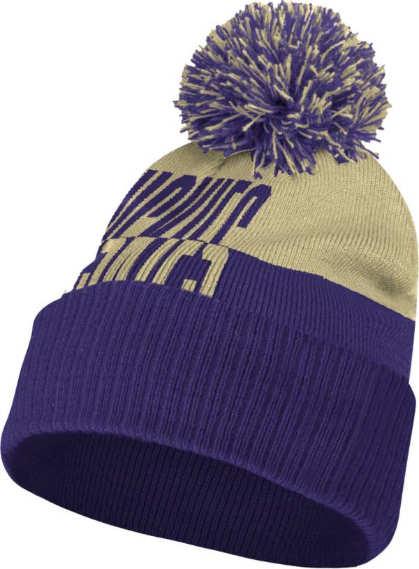 adidas Men's Washington Huskies Purple Pom Knit Hat product image