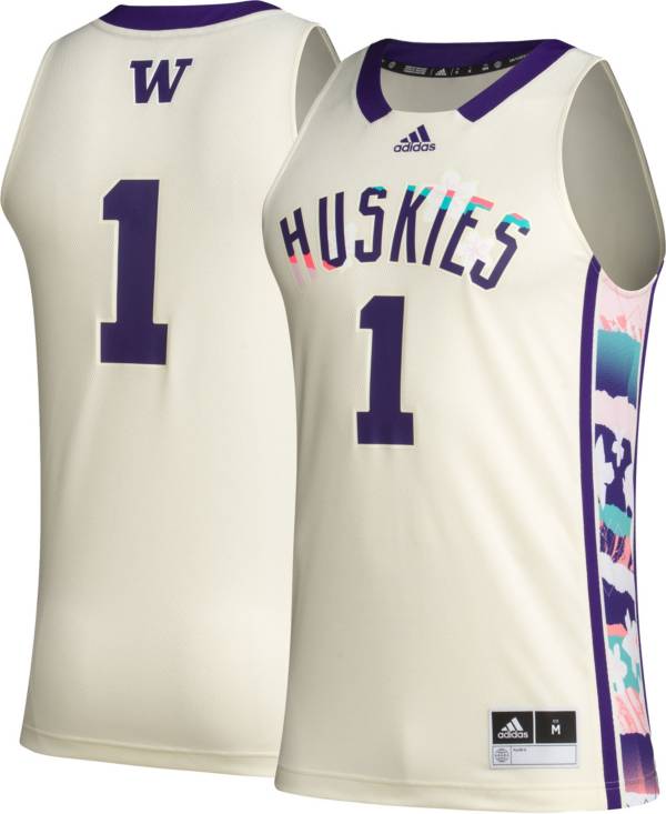 adidas Men's Washington Huskies #1 White Replica Basketball Jersey product image