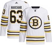 Adidas Boston Bruins Centennial Brad Marchand #63 Away Adizero Authentic Jersey, Men's, Size 50, White