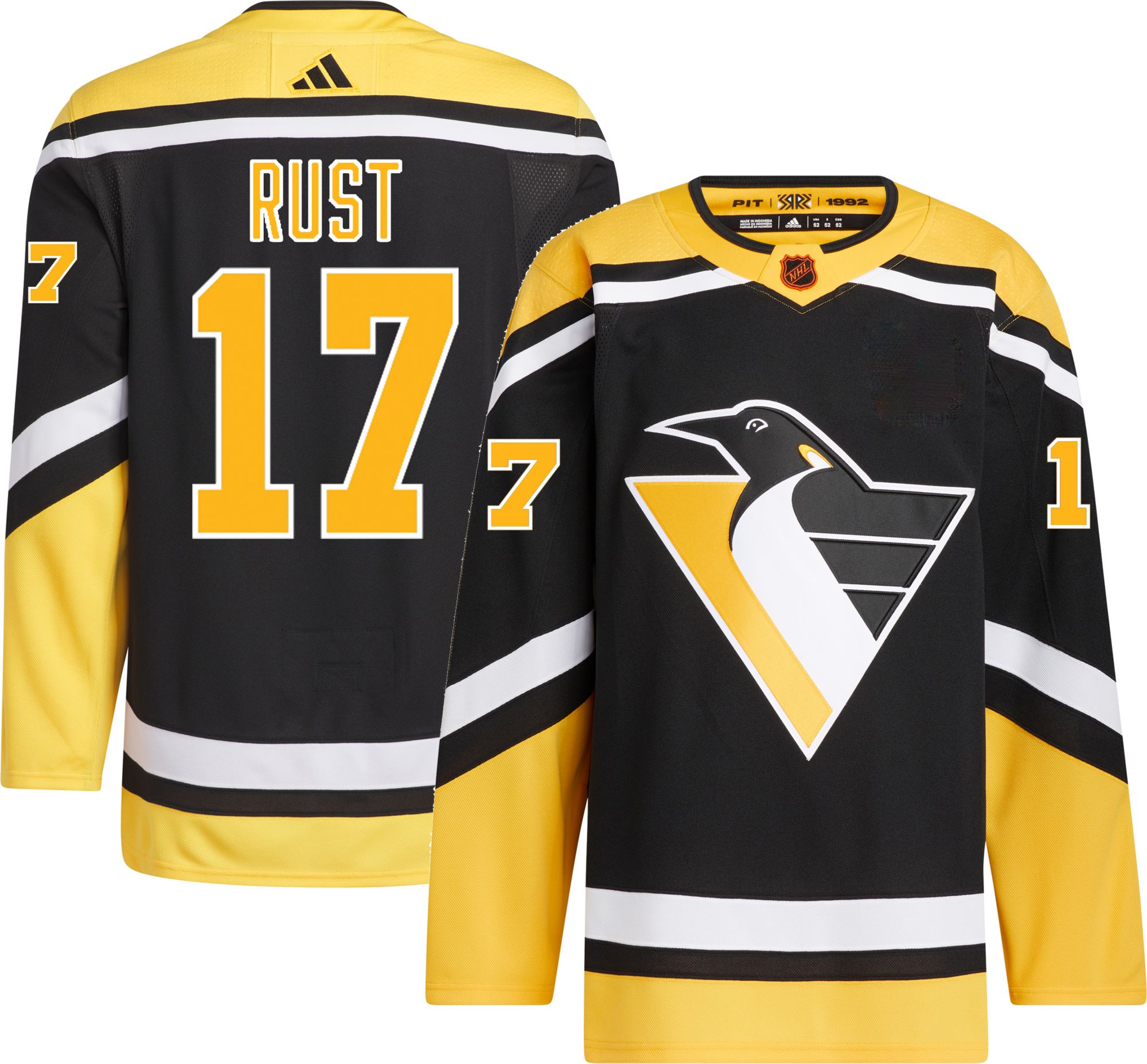 Pittsburgh Penguins No17 Bryan Rust Black Home Fashion Gold Jersey