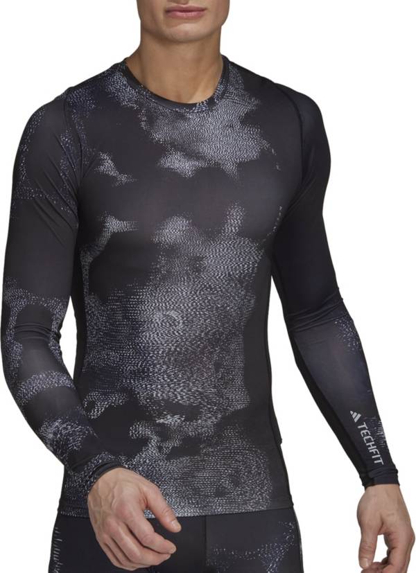 adidas Men's Techfit Allover Print Training Long-Sleeve Top product image