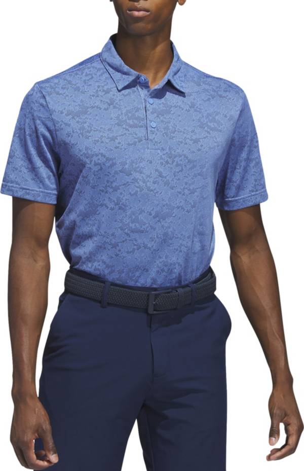 adidas Textured Jacquard Golf Polo Shirt - Blue