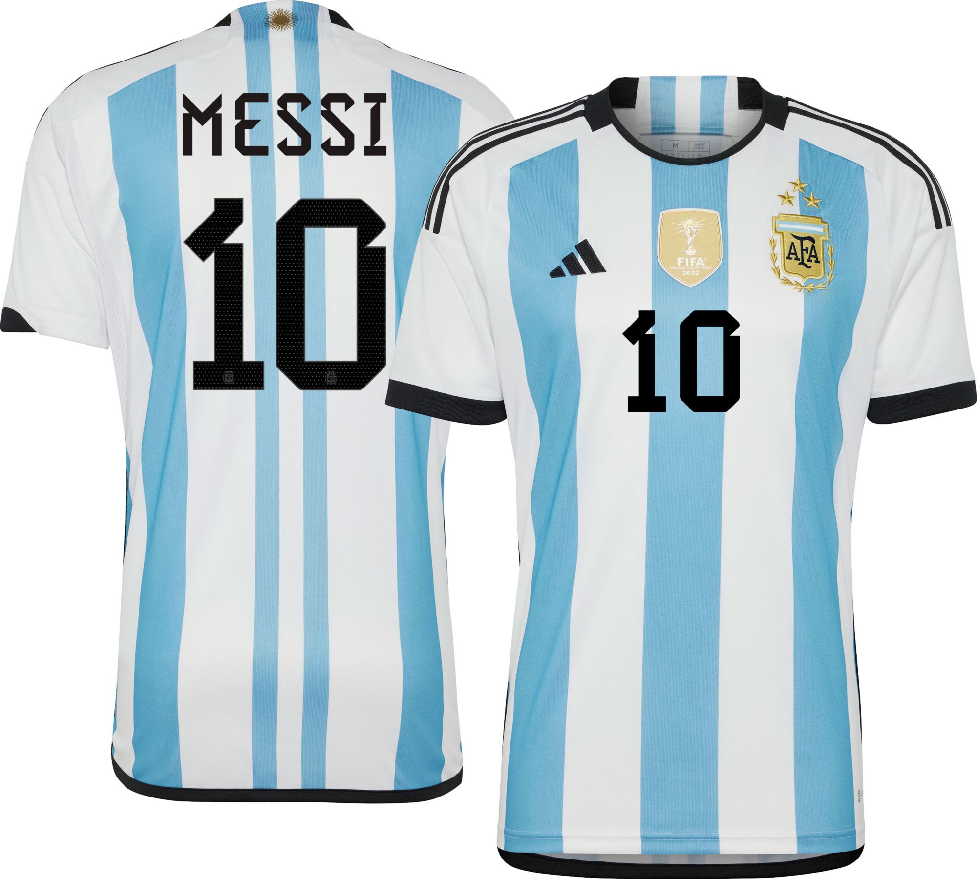 Messi #10 Argentina Home Men's Soccer Jersey- 2021/22, White/Blue, 3X-Large  : : Sports, Fitness & Outdoors