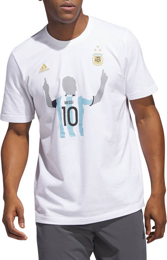 adidas Argentina '22 Lionel Messi #10 3-Star White T-Shirt