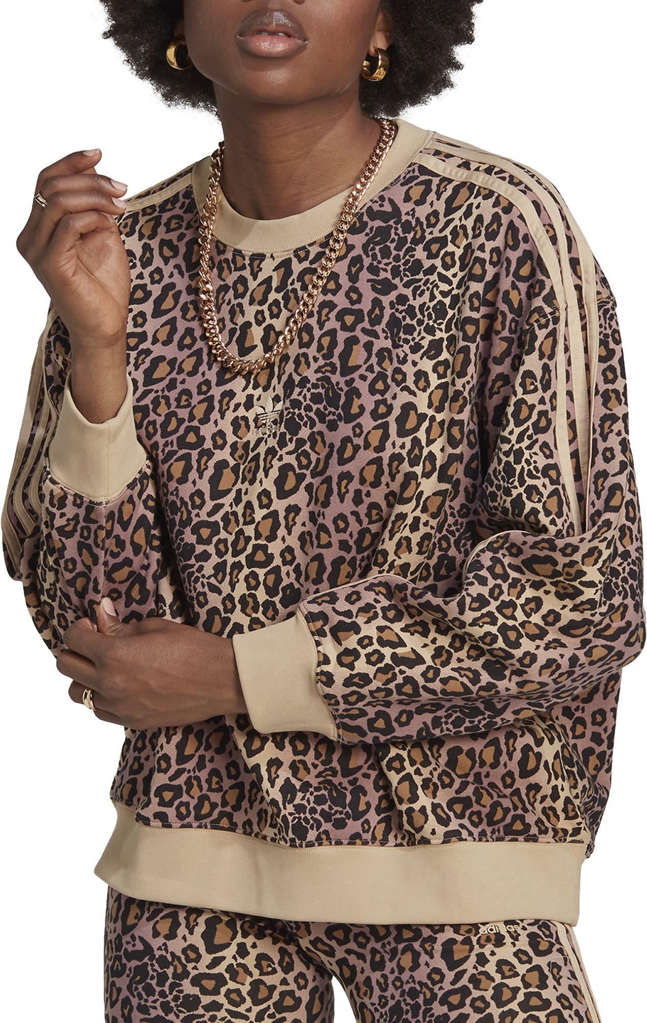 adidas leopard crew sweatshirt