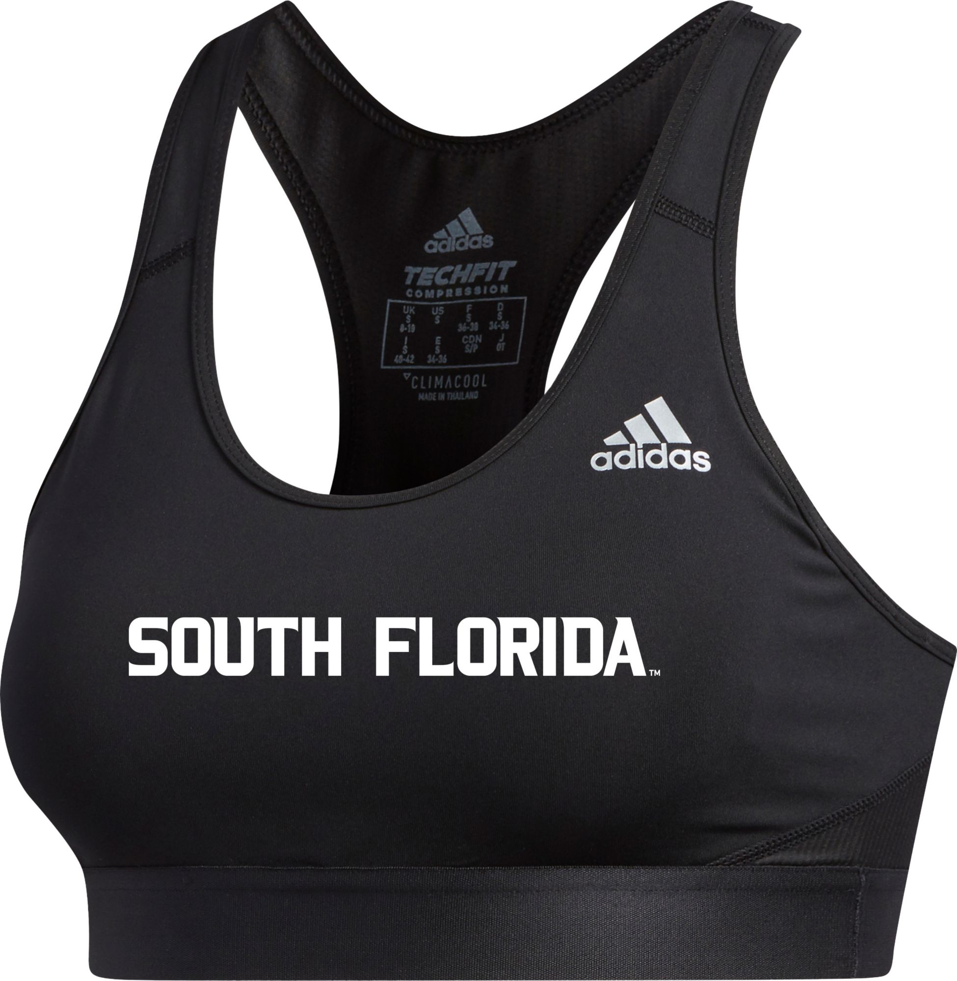 adidas Women's South Florida Bulls Black Alphaskin Bra