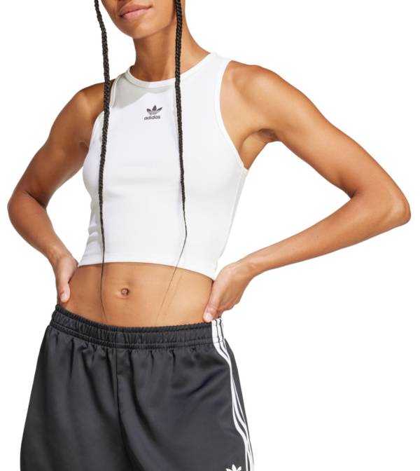 adidas Essentials Rib Tank Top - White, Women's Lifestyle