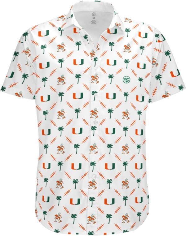 Dyme Lyfe Men's Miami Hurricanes White Palm Set Button Up Shirt product image