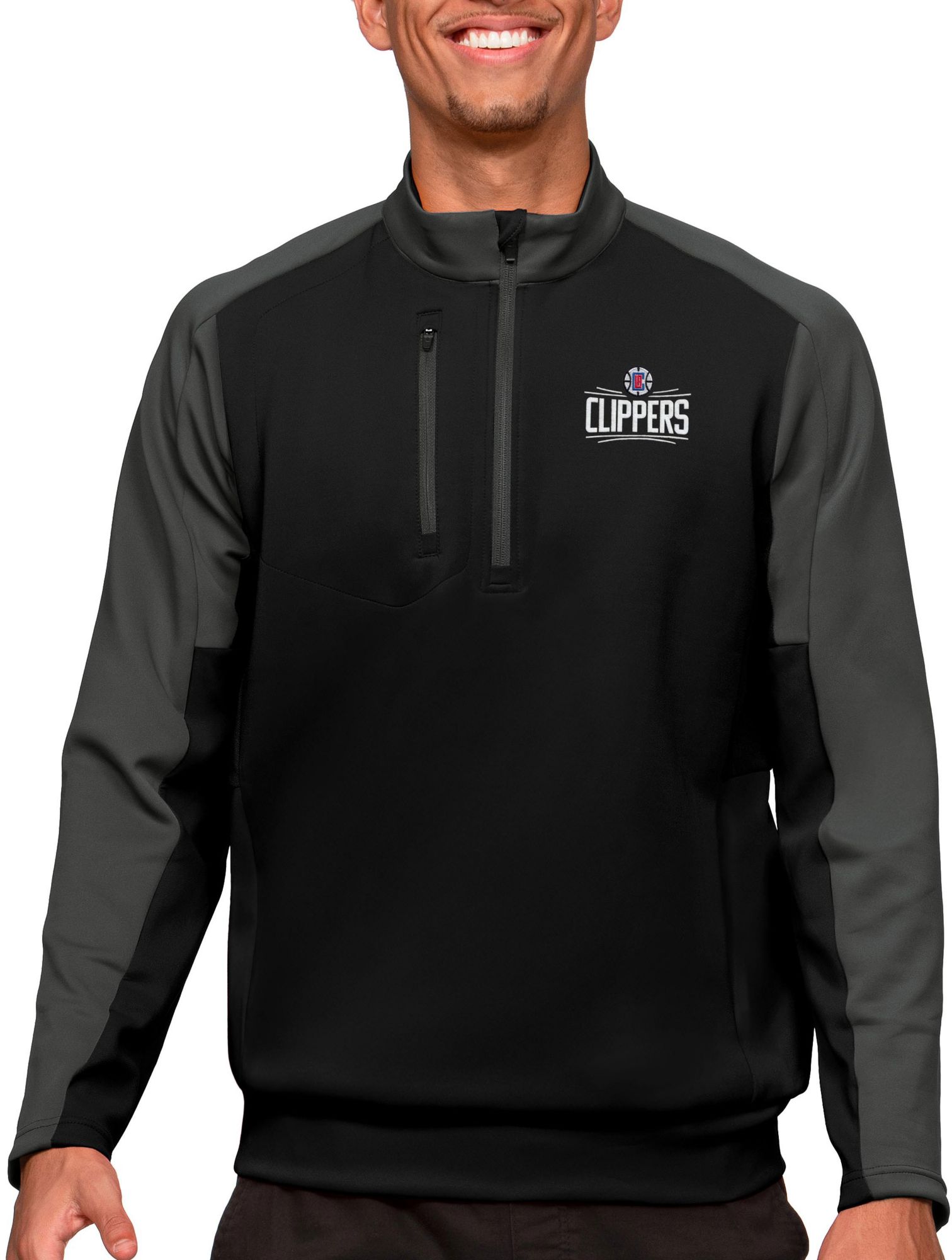 Antigua Men's Los Angeles Clippers Black Team ¼ Zip