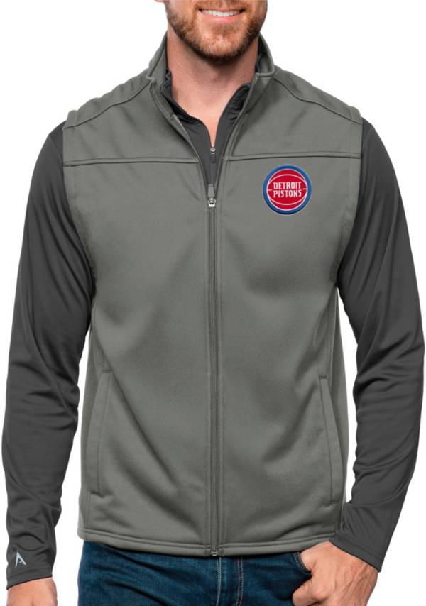 Antigua Men's Detroit Pistons Grey Links Golf Vest product image