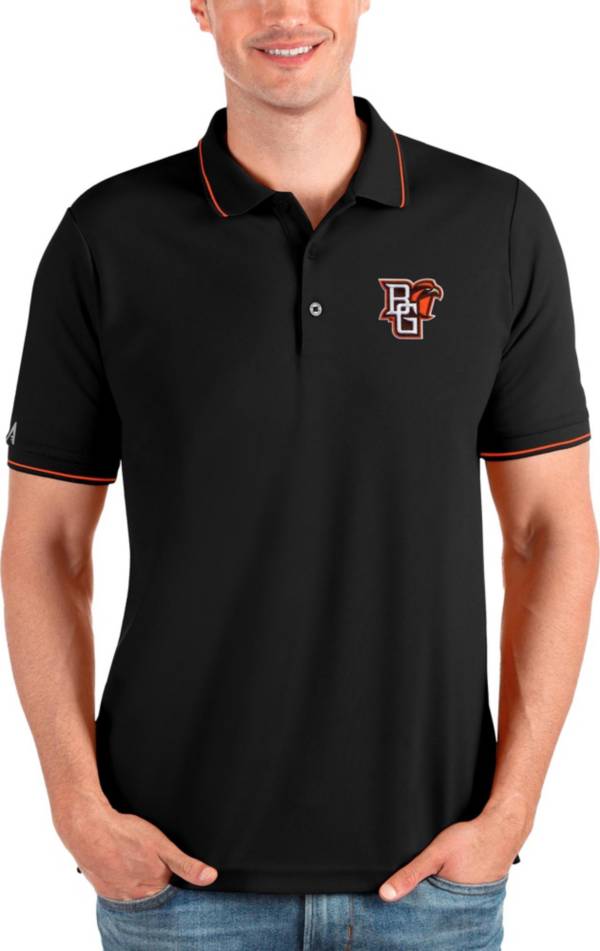 Antigua Men's Bowling Green Falcons Black and Orange Affluent Polo product image