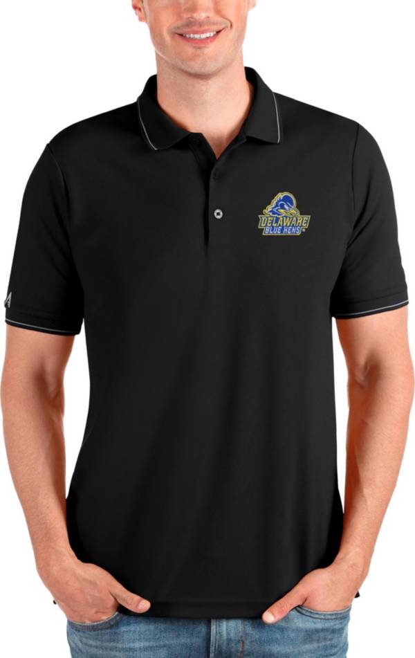 Antigua Men's Delaware Fightin' Blue Hens Black and Silver Affluent Polo product image