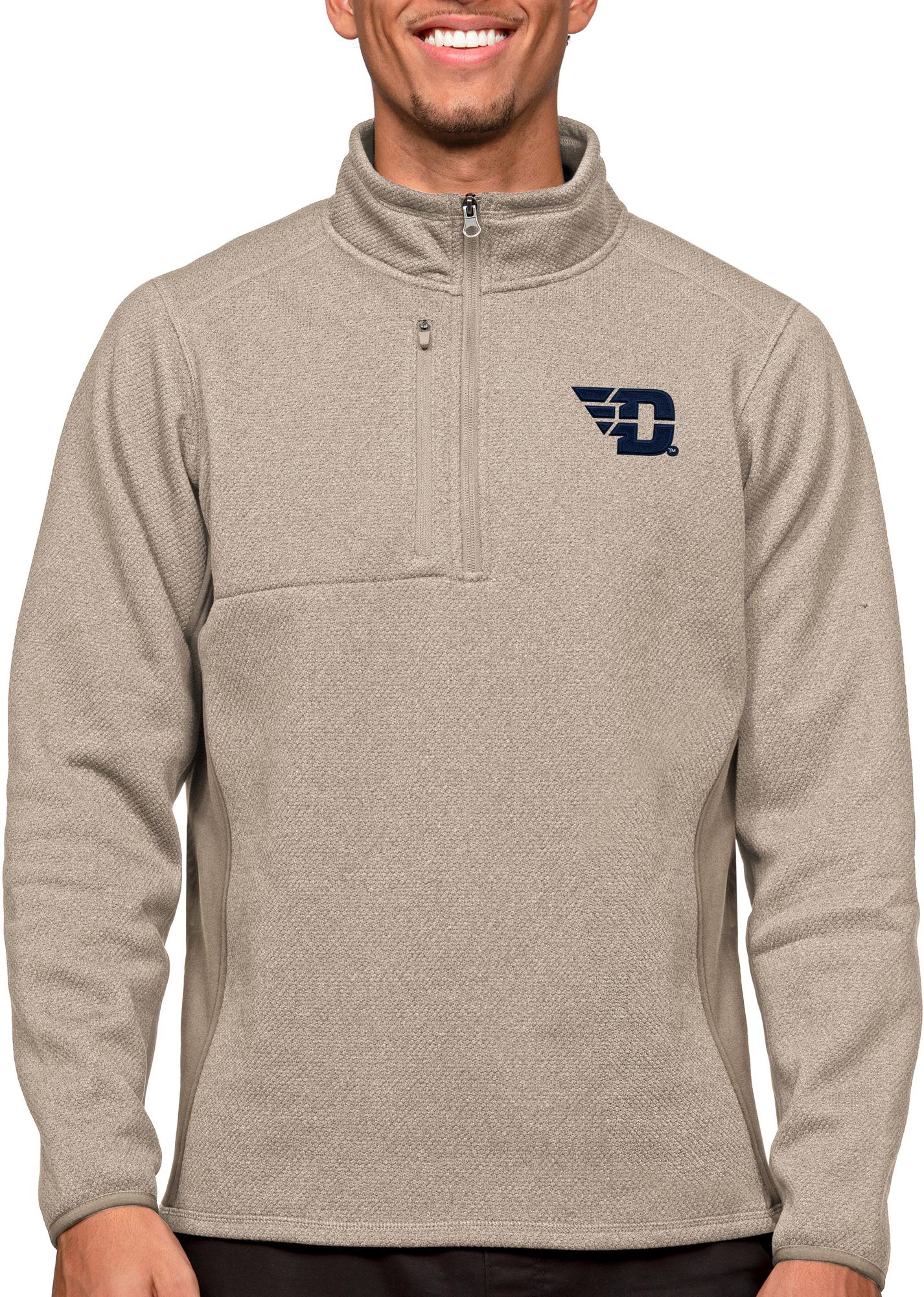 Antigua Men's Dayton Flyers Oatmeal Course 1/4 Zip Jacket