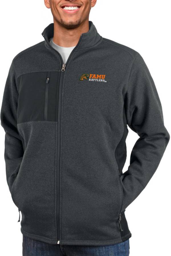 Antigua Men's Florida A&M Rattlers Charcoal Heather Course Full-Zip Jacket product image