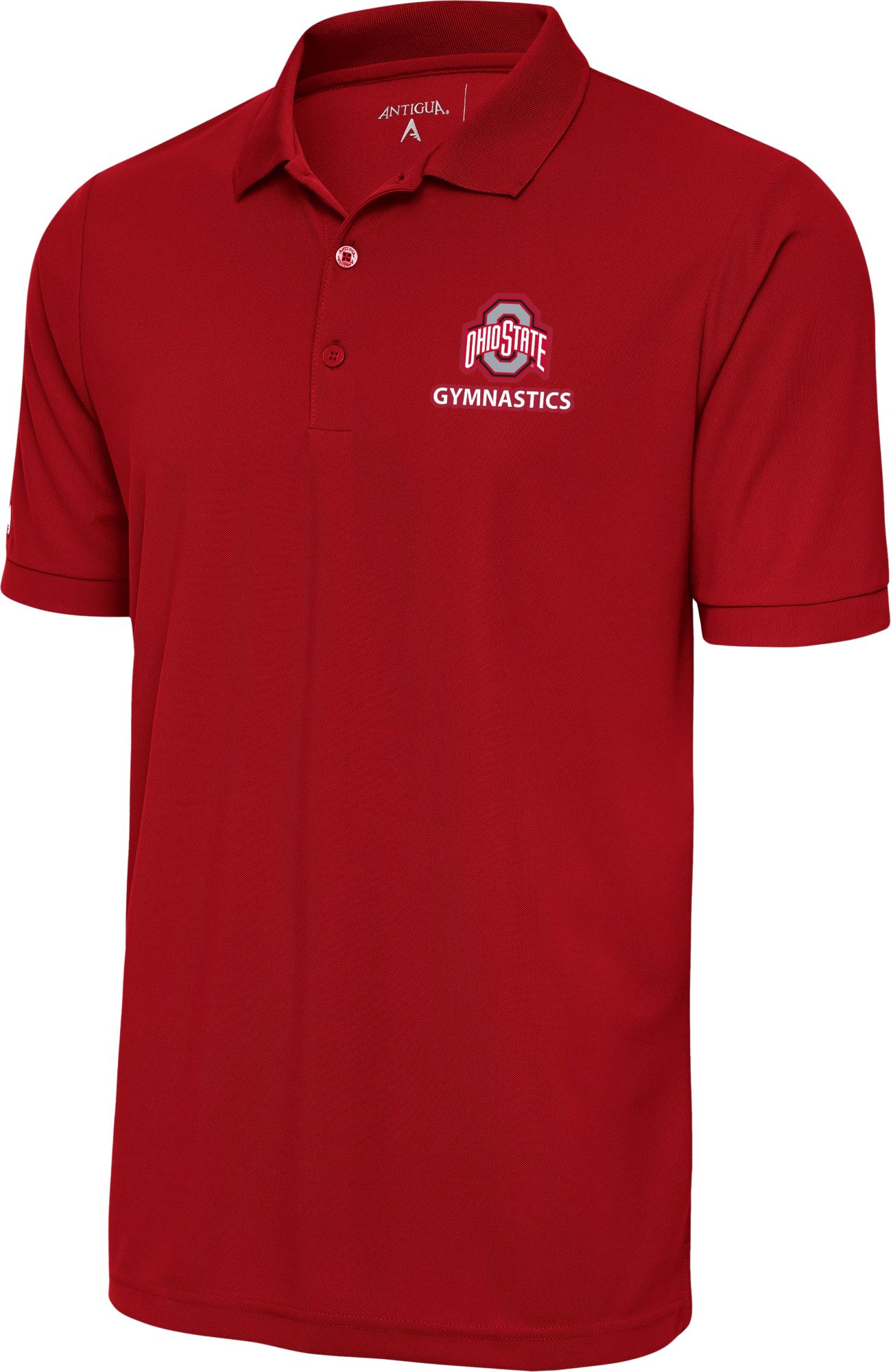 Antigua Men's Ohio State Buckeyes Gymnastics Dark Red Polo