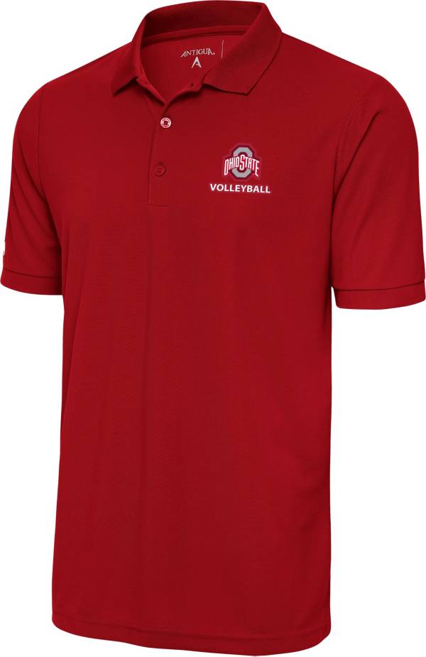 Antigua Men's Ohio State Buckeyes Volleyball Dark Red Polo product image