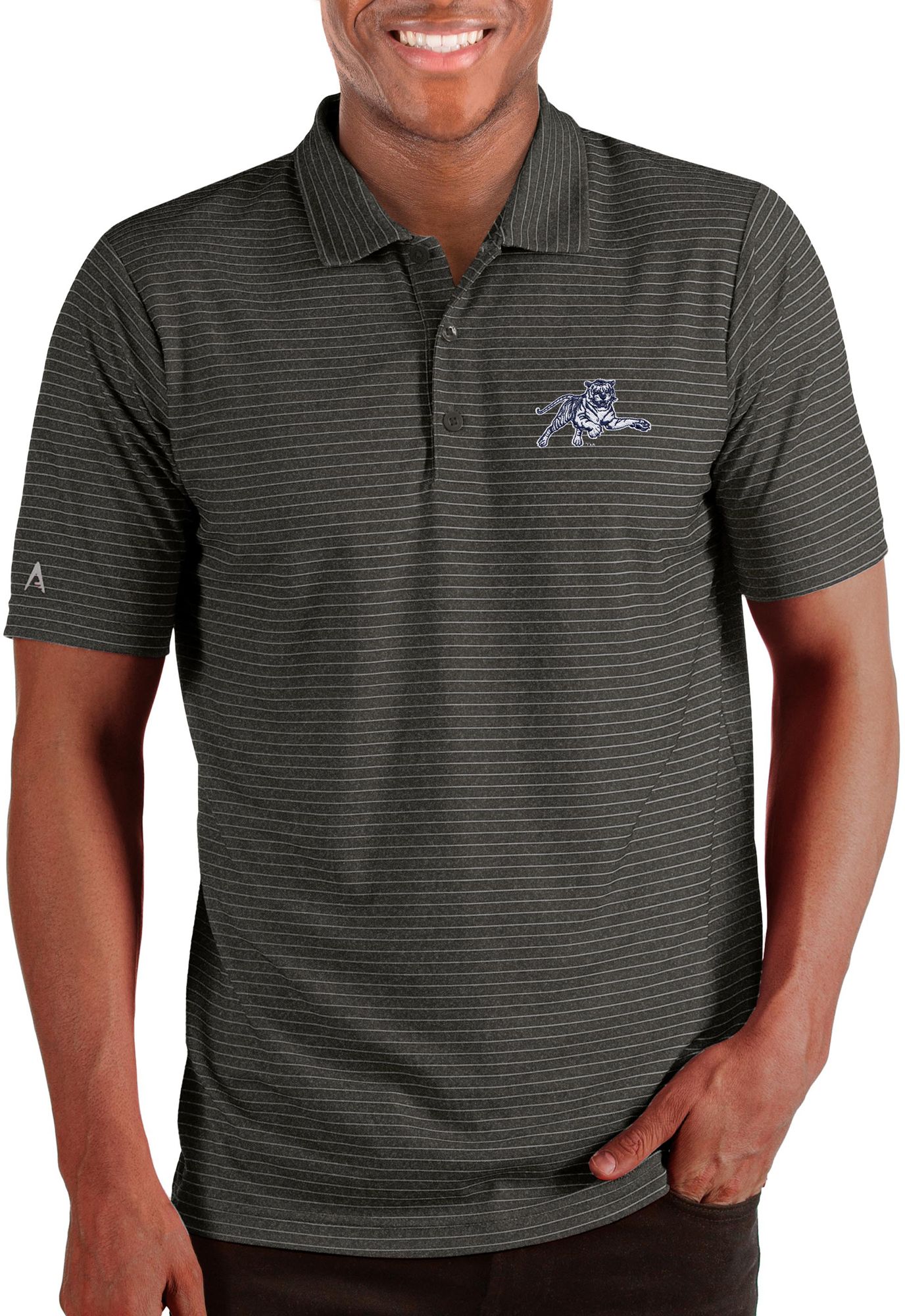 Antigua Men's Jackson State Tigers Black and Silver Esteem Polo