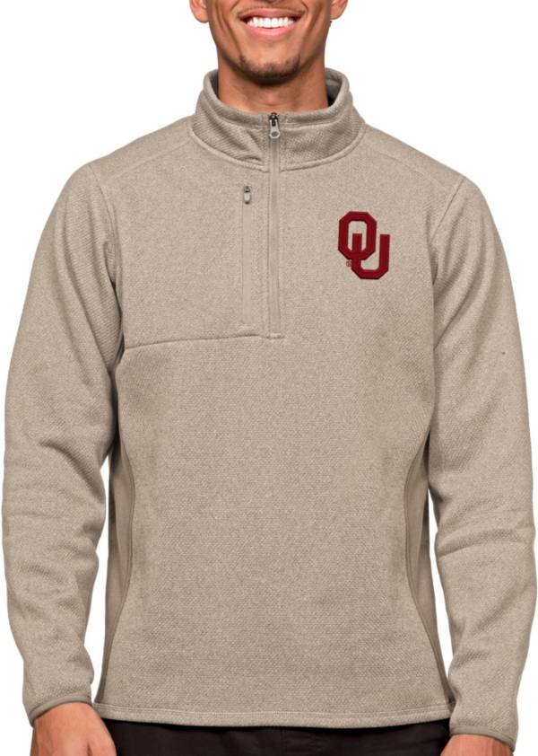 Antigua Men's Oklahoma Sooners Oatmeal Course 1/4 Zip Jacket product image