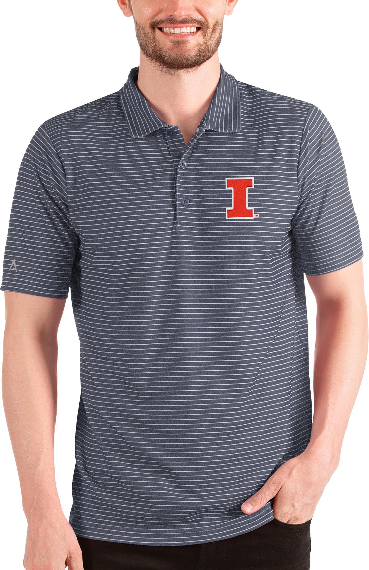 Antigua Men's Illinois Fighting Illini Navy Esteem Polo