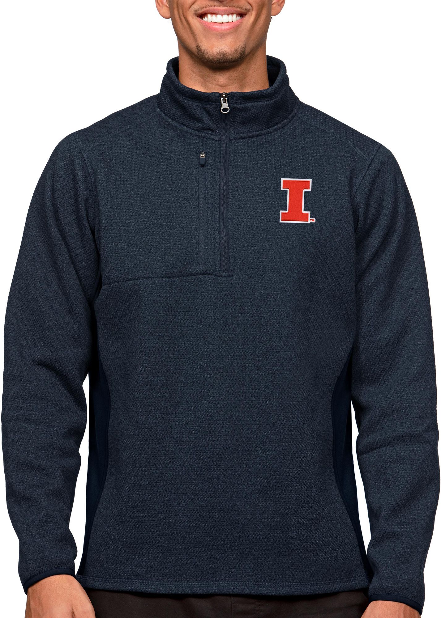 Antigua Men's Illinois Fighting Illini Navy Course 1/4 Zip Jacket