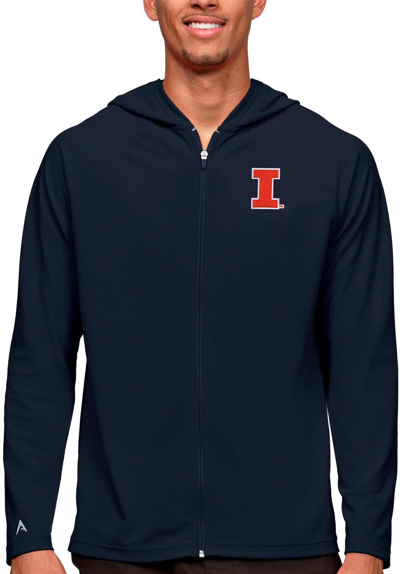 Antigua Men's Illinois Fighting Illini Navy Legacy Full Zip Hoodie