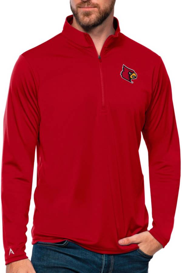Antigua Men's Louisville Cardinals Dark Red Tribute 1/4 Zip Jacket product image