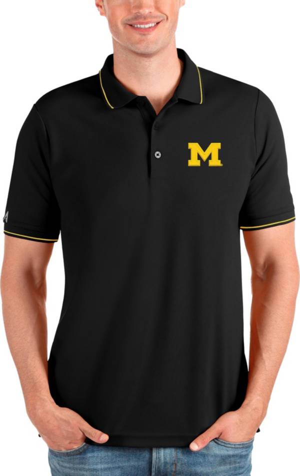 Antigua Men's Michigan Wolverines Black and Gold Affluent Polo product image