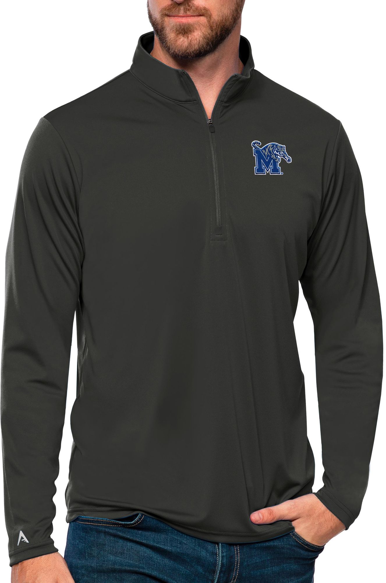 Antigua Men's Memphis Tigers Smoke Tribute 1/4 Zip Jacket