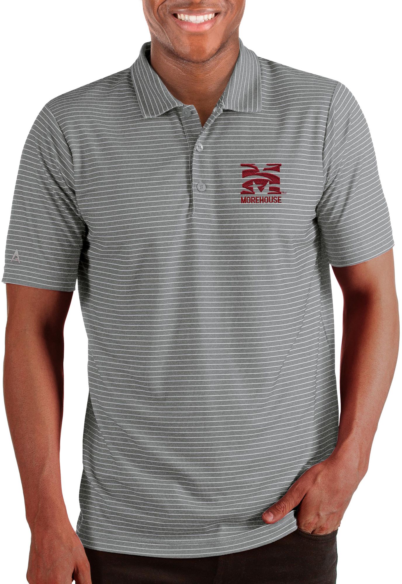 Antigua Men's Morehouse College Maroon Tigers and White Esteem Polo