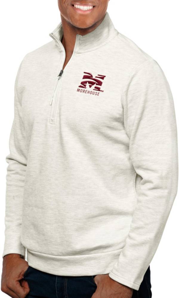 Antigua Men's Morehouse College Maroon Tigers Oatmeal Gambit Quarter-Zip product image