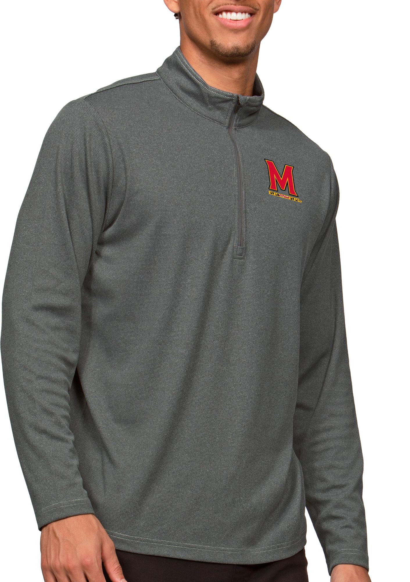 Antigua Men's Maryland Terrapins Charcoal Heather Epic 1/4 Zip Jacket