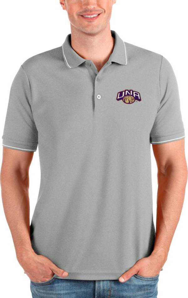 Antigua Men's North Alabama  Lions Heather Grey and White Affluent Polo product image