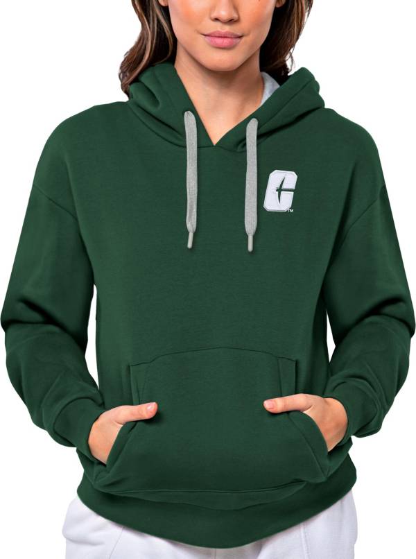 Women's Antigua Green Charlotte 49ers Parker V-Neck Pullover