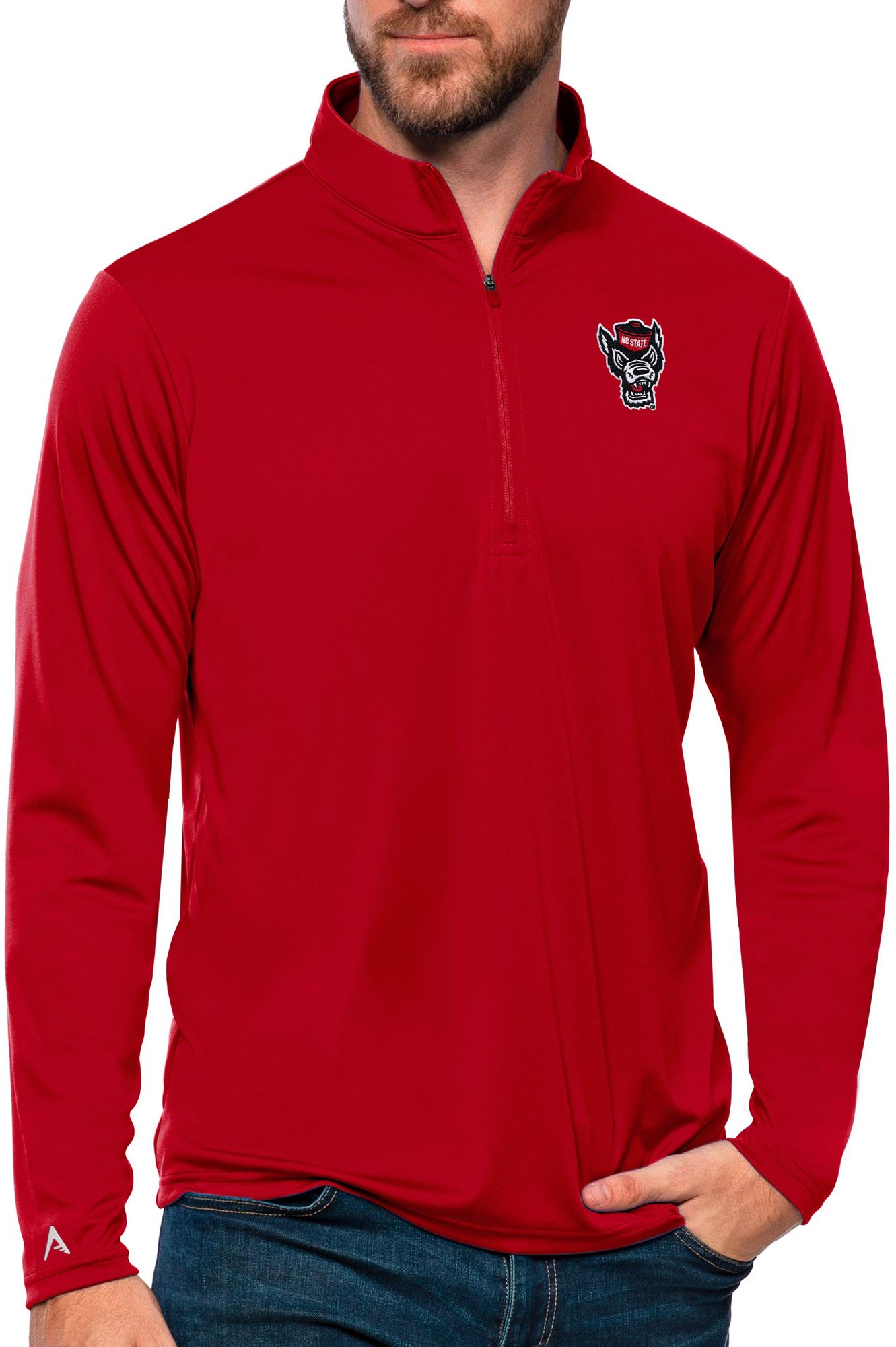 Antigua Men's NC State Wolfpack Dark Red Tribute 1/4 Zip Jacket