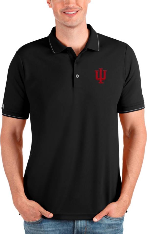 Antigua Men's Indiana Hoosiers Black and Silver Affluent Polo product image