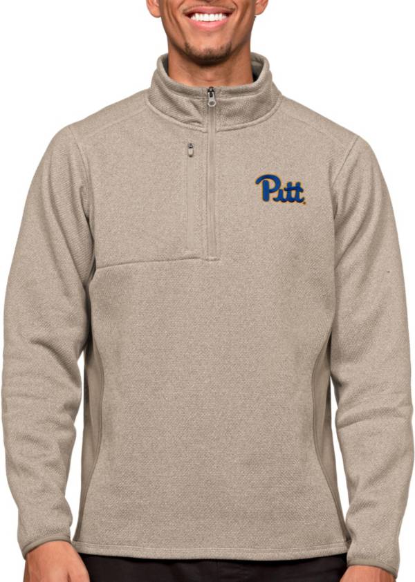 Antigua Men's Pitt Panthers Oatmeal Course 1/4 Zip Jacket product image