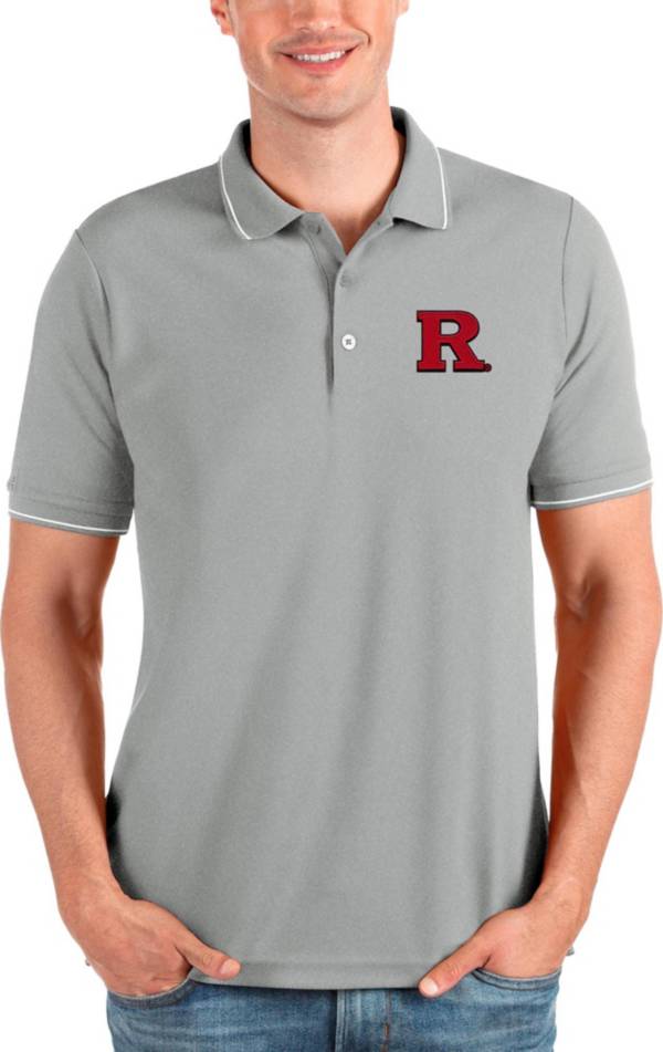 Antigua Men's Rutgers Scarlet Knights Heather Grey and White Affluent Polo product image
