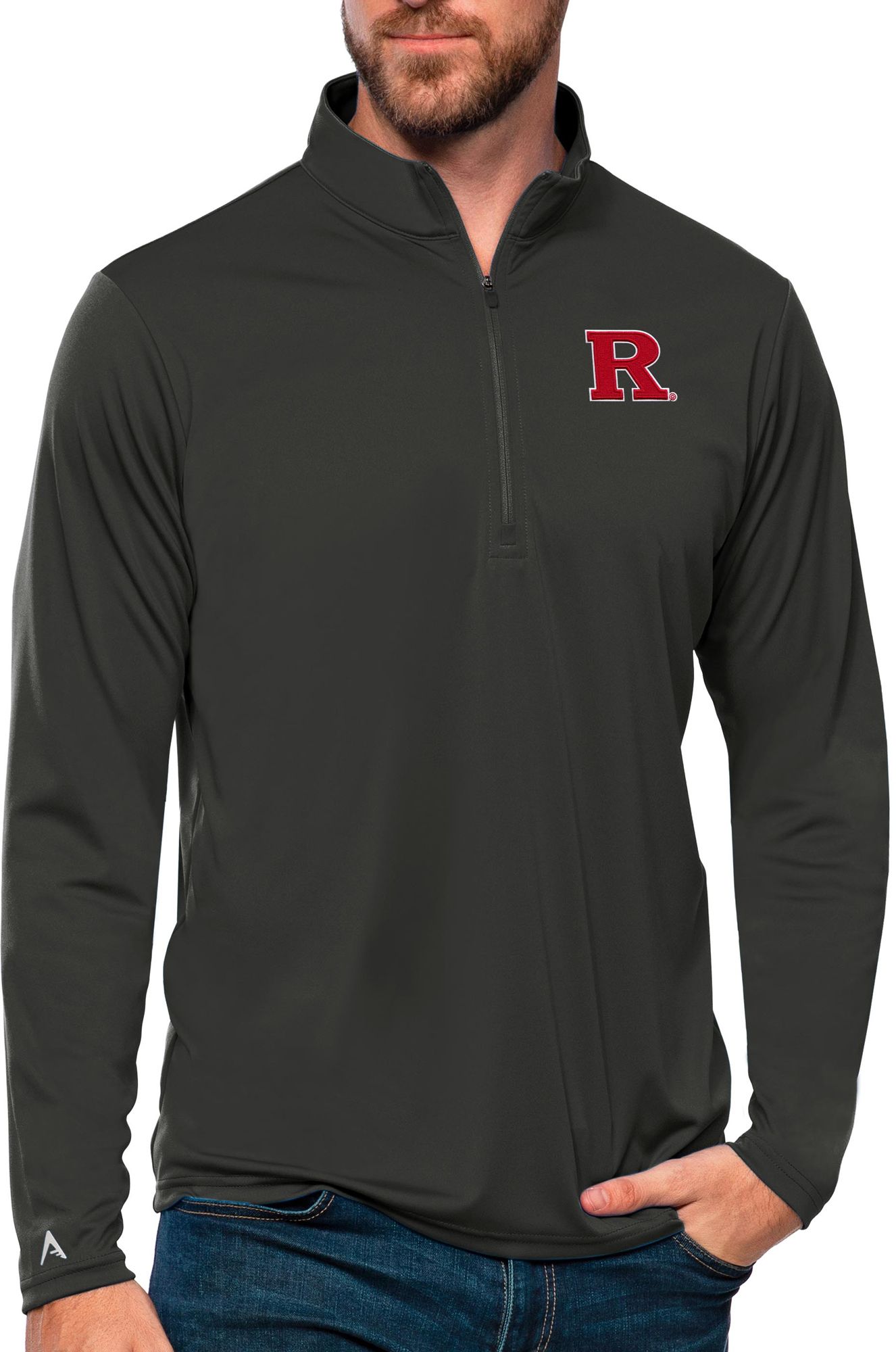 Antigua Men's Rutgers Scarlet Knights Smoke Tribute Quarter-Zip Shirt