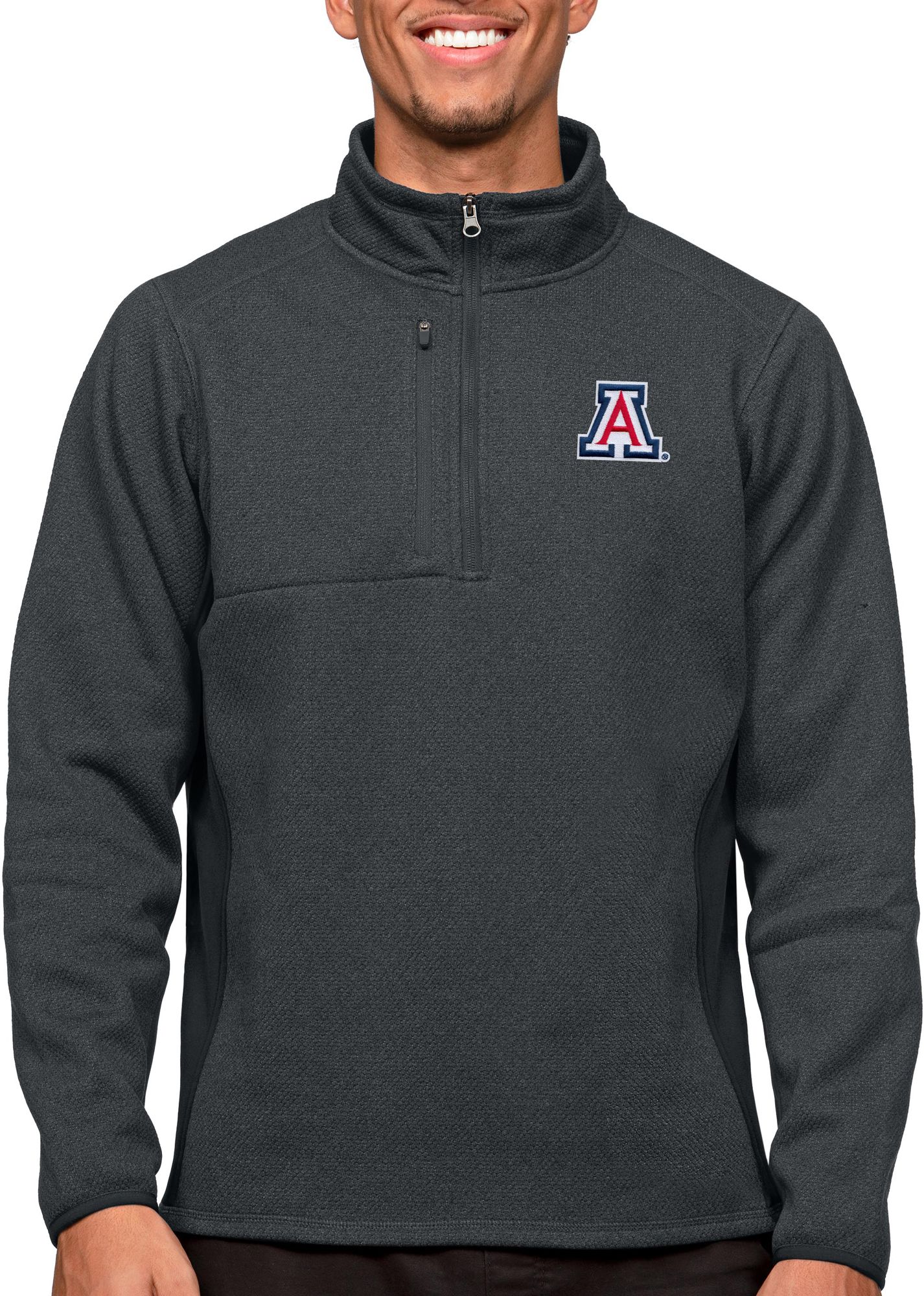 Antigua Men's Arizona Wildcats Charcoal Course 1/4 Zip Jacket