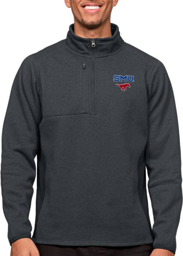 Antigua Men's Southern Methodist Mustangs Charcoal Course 1/4 Zip Jacket product image