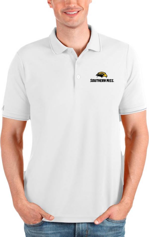 Antigua Men's Southern Miss Golden Eagles White Affluent Polo product image