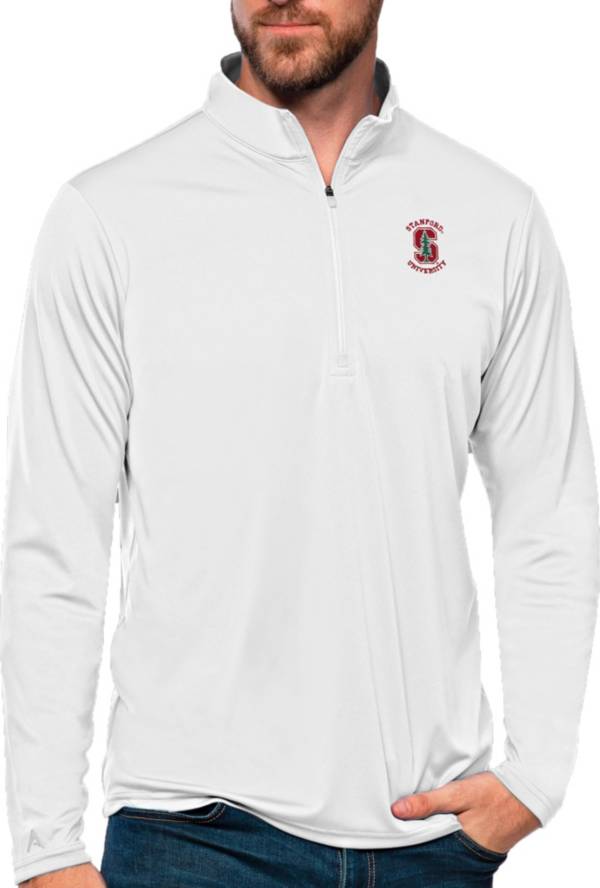 Antigua Women's Stanford Cardinal White Tribute Quarter-Zip Shirt ...