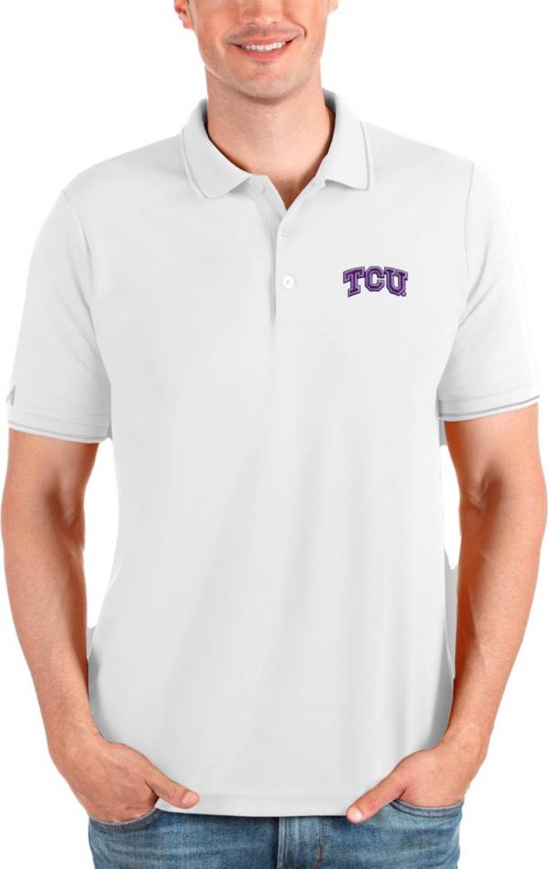 Antigua Men's TCU Horned Frogs White Affluent Polo product image