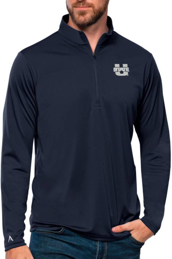 Antigua Men's Utah State Aggies Navy Tribute Quarter-Zip Shirt product image